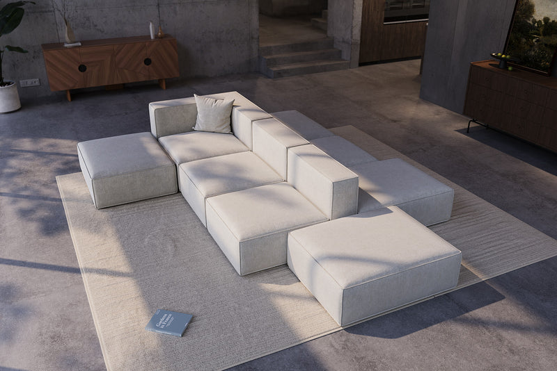 Tetro Reversible Sectional Modular Sofa Puzzle Design with Ottoman