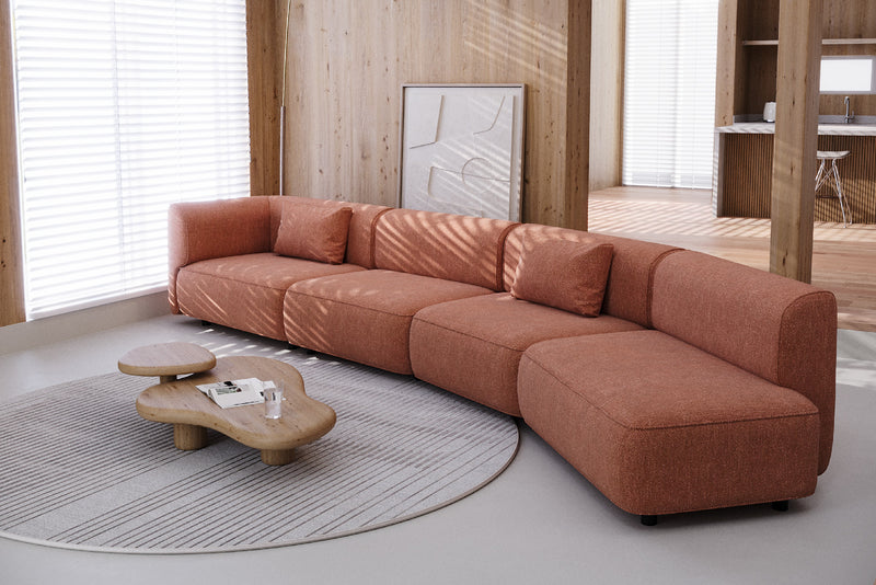 Puddo Modular Reversible Sectional Sofa with Pudding-Inspired Curved Arms