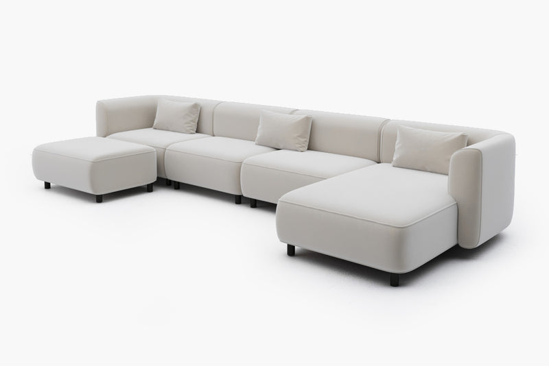Puddo Modular Reversible Sectional Sofa with Pudding-Inspired Curved Arms