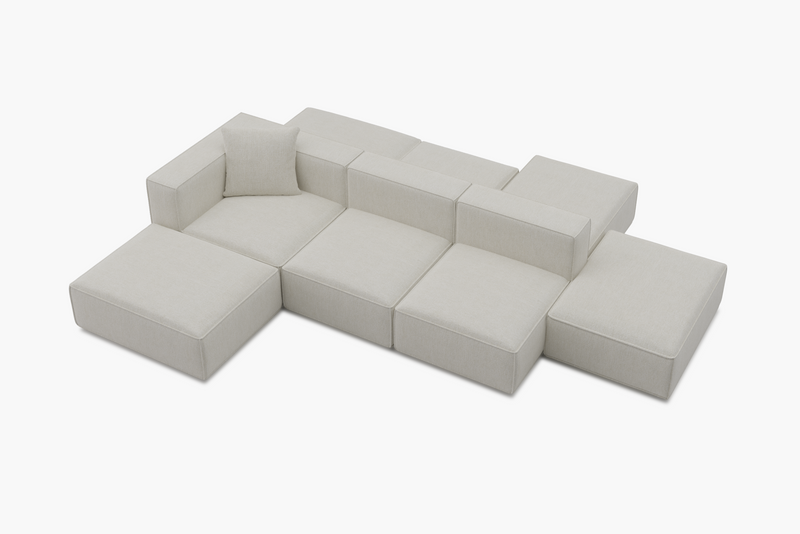 Tetro Reversible Sectional Modular Sofa Puzzle Design with Ottoman