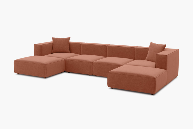 Tetro Reversible Sectional Modular Sofa Puzzle Design with Ottoman
