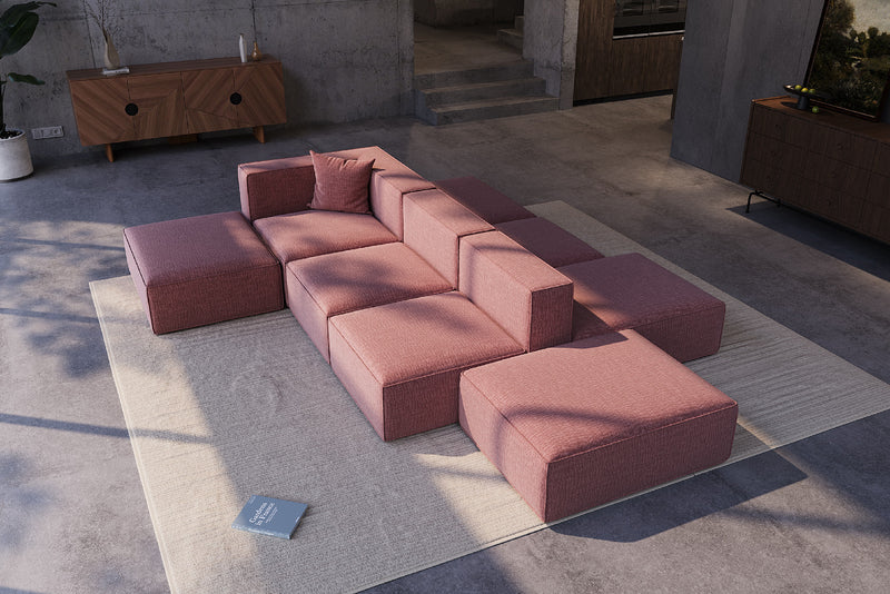 Tetro Custom Reversible Sectional Modular Sofa Puzzle Design with Ottoman