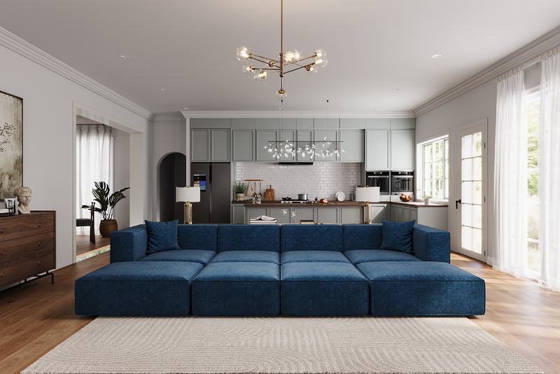 Tetro Reversible Sectional Modular Sofa Puzzle Design with Ottoman