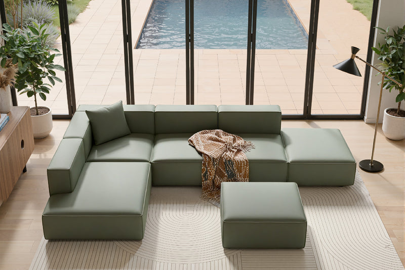 Tetro Custom Reversible Sectional Modular Sofa Puzzle Design with Ottoman