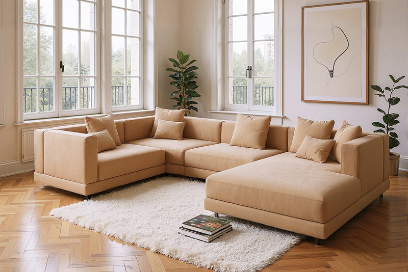Lattiva Custom Oversized Modular Sofa with Clean Lines and Cloud-Like Dual-Layer Cushions