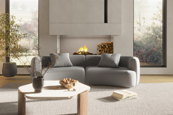 Curvo Contemporary Modular Sofa with Organic Curve and Plush Deep Seat