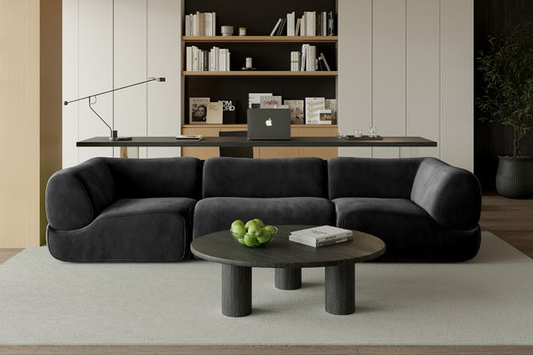 Morblo Custom Bamboo-Inspired Velvet Curved Modular Sectional Sofa with Cloud Deep Seat