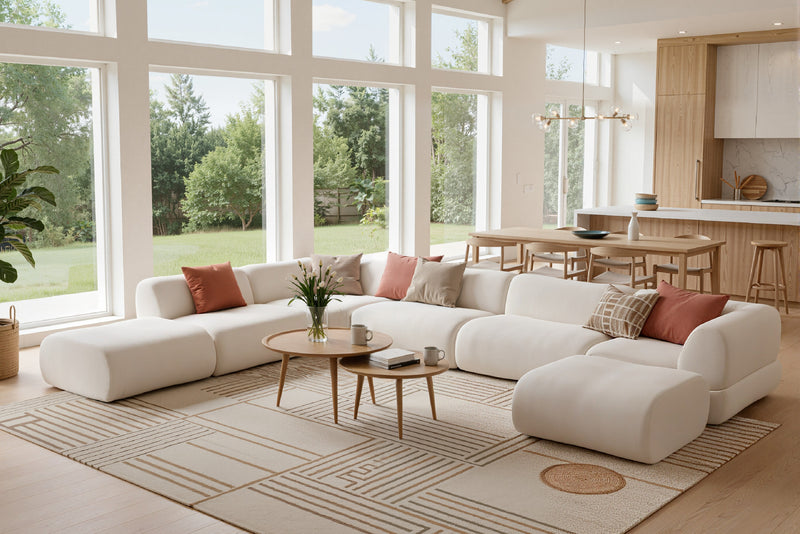 Morblo Custom Bamboo-Inspired Velvet Curved Modular Sectional Sofa with Cloud Deep Seat