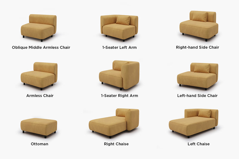 Puddo Modular Reversible Sectional Sofa with Pudding-Inspired Curved Arms
